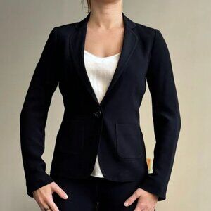 Kate Spade New York One Button Blazer Lightweight Black Viscose Crepe  2